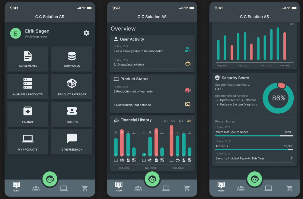 iBluu mobile app interface overview
